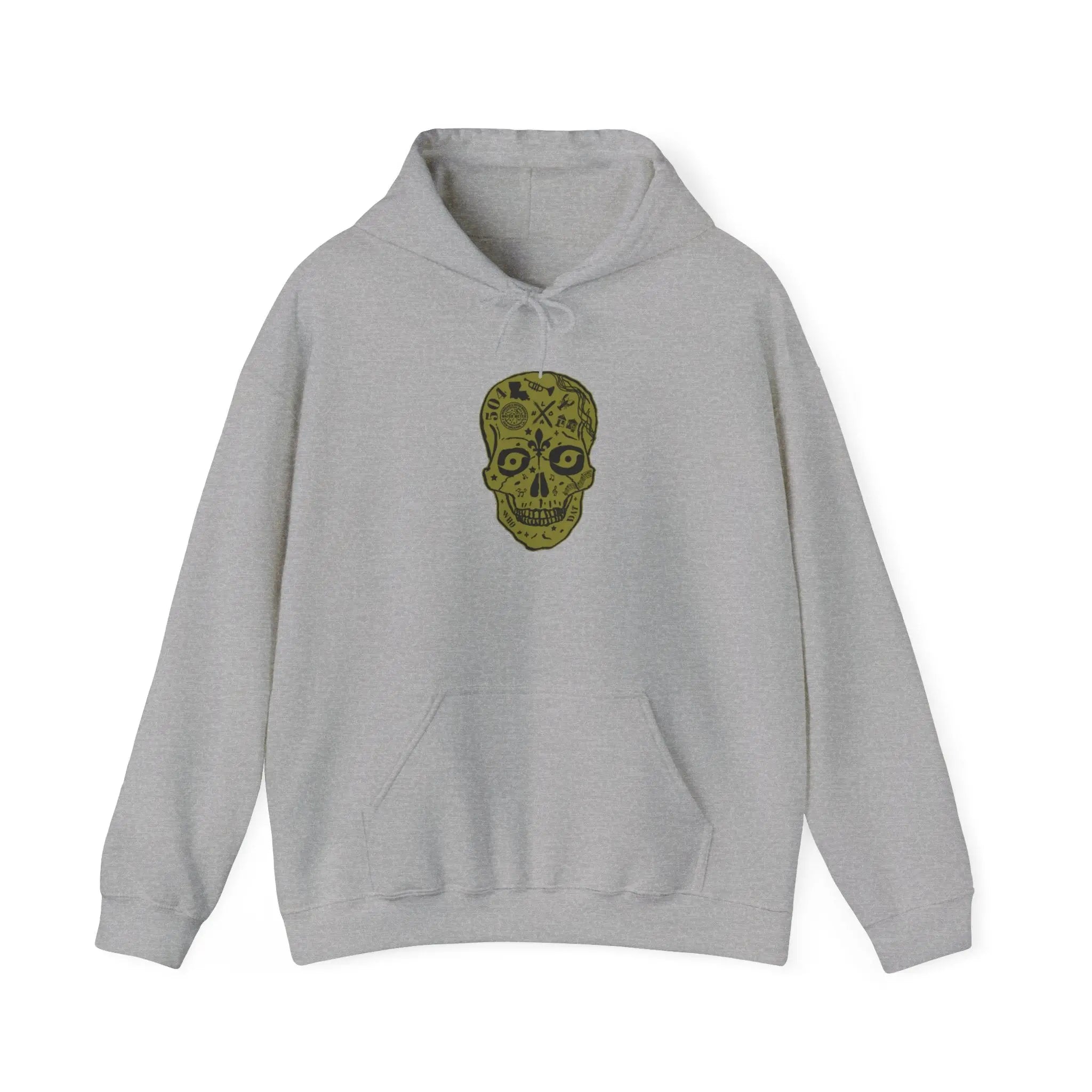 New Orleans Sugar Skull Gold Hoodie Printify