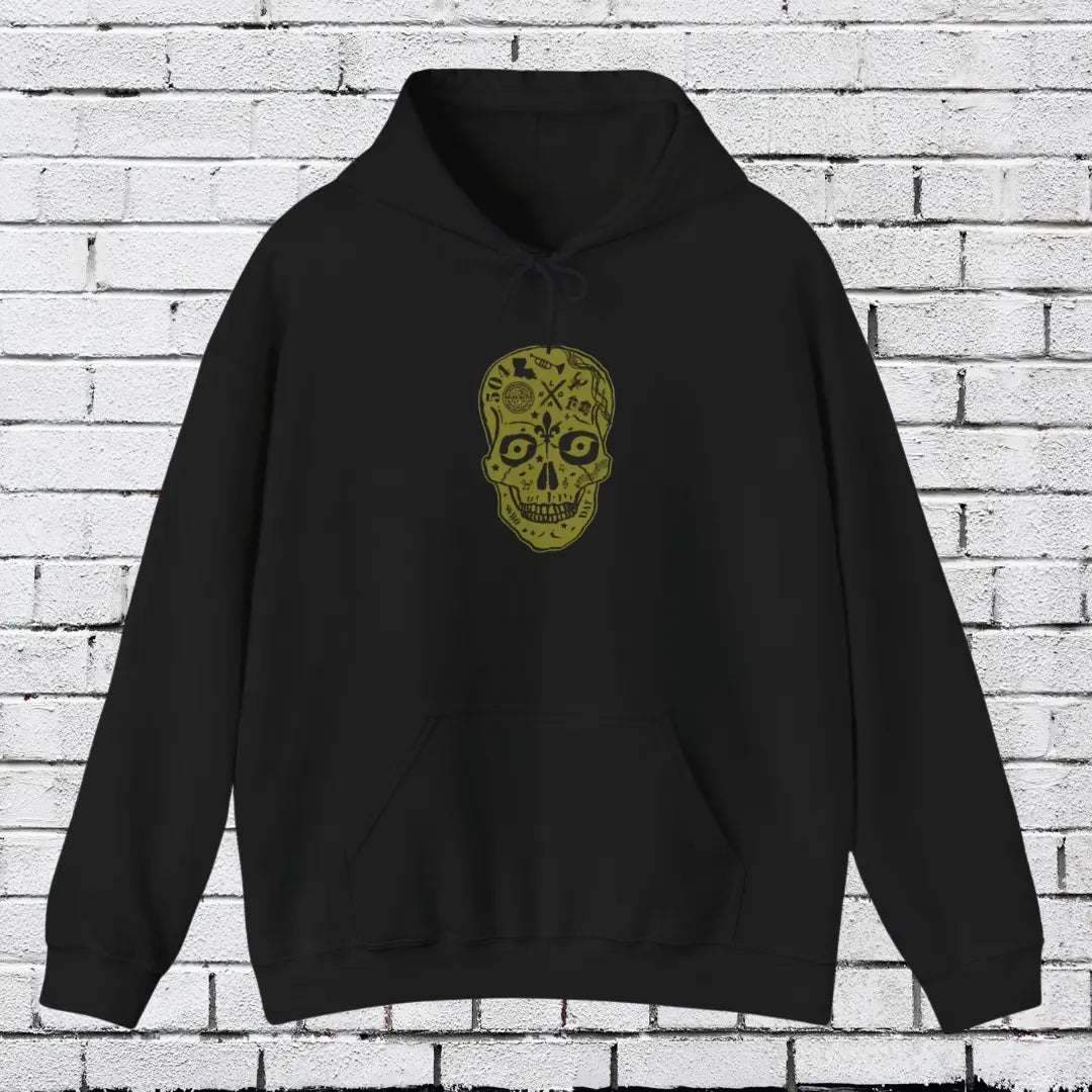 New Orleans Sugar Skull Gold Hoodie Printify